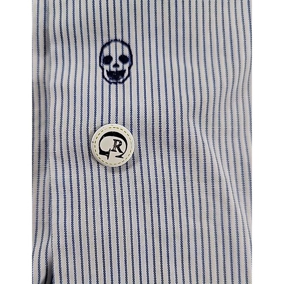 ROBERT GRAHAM YOUTH XL‎ (18-20) DRESS SHIRT AOP SKULLS, STRIPED, STRETCH - Picture 7 of 10